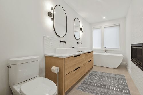 nuLOOM Moroccan Blythe Area Rug, 4x6, Dark Grey in Scandinavian Neutral bathroom