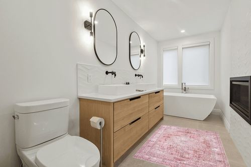 DECOMALL Kalina Washable Area Rugs Pink, Bohemian Vintage Foldable Carpet for Foyer Laundry Room Bedroom, 4x6ft in Scandinavian Neutral bathroom