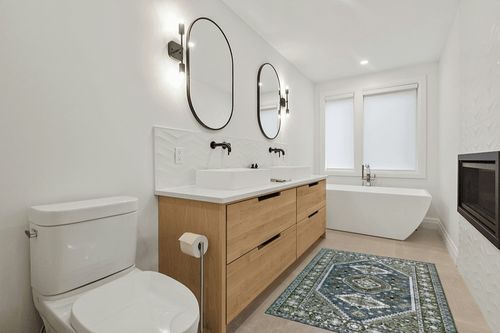 Rofee Living Boho Area Rug 4x6 Washable Olive Green and Blue Vintage Distressed Accent Floor Carpet for Living Room Bedroom in Scandinavian Neutral bathroom