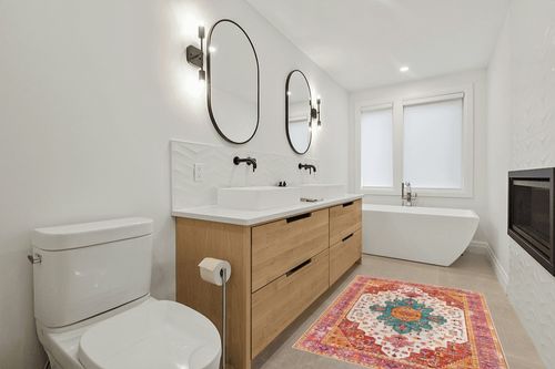 Moynesa Ultra-Thin Washable Area Rug - 4x6 Pink Rugs for Bedroom Girls Vintage Rug for Living Room, Non Slip Non Shedding Low Pile Indoor Throw Carpet for Nursery Office Entryway Kitchen Foyer in Scandinavian Neutral bathroom