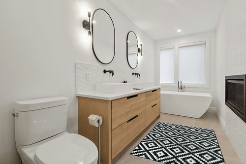 Lahome Area Rug 4x6 Rug Washable Rugs for Living Room Black and White Rugs for Bedroom, Moroccan Boho Trellis Non Slip Low Pile Stain Resistant Indoor Printed Floor Carpet for Kitchen Entryway in Scandinavian Neutral bathroom