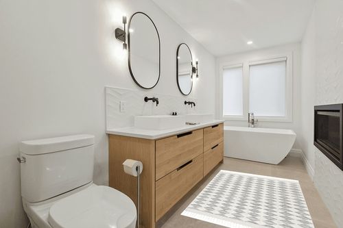 Rugs USA x Arvin Olano Fractal Diamond Wool Area Rug, 4' x 6', Grey in Scandinavian Neutral bathroom