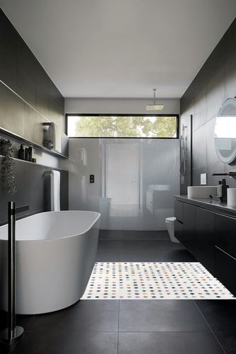 Filson Polka Dots Beige Area Rug Mack & Milo Rug Size: Rectangle 4' x 6' in Black Modern Bathroom