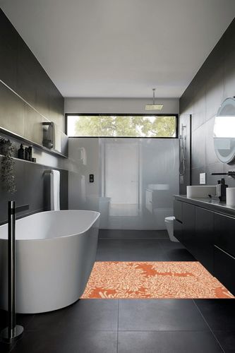 Safavieh Martha Stewart Msr4125A 4'0" x 5'7" Terracotta / Beige Area Rug in Black Modern Bathroom