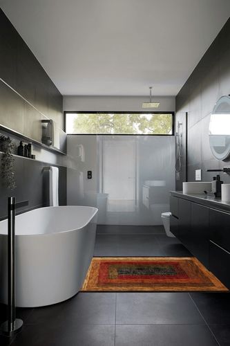 Home Dynamix Royalty Vega Contemporary Geometric Area Rug, Black/Brown, 43"x62" in Black Modern Bathroom