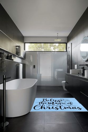 LIICHEES Believe in The Magic of Christmas.Funny Christmas Area Rug 63x48in Washable Rugs for Living Room Bedroom Large Rug Indoor Decorative Carpet Yoga Mat in Black Modern Bathroom