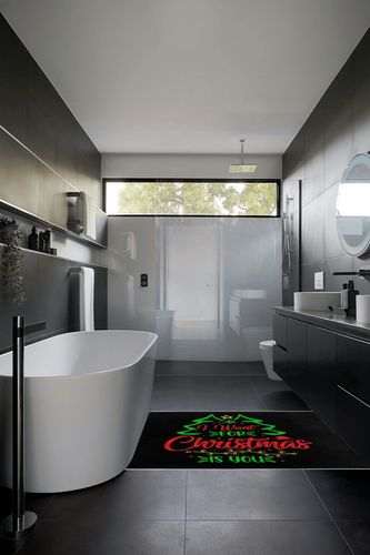 LIICHEES All I Want for Christmas is You Area Rug 63x48in Washable Rugs for Living Room Bedroom Large Rug Indoor Decorative Carpet Yoga Mat in Black Modern Bathroom