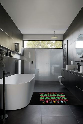 LIICHEES Be Nice to The School Counselor Santa is Watching Christmas Area Rug 63x48in Washable Rugs for Living Room Bedroom Large Rug Indoor Decorative Carpet Yoga Mat in Black Modern Bathroom