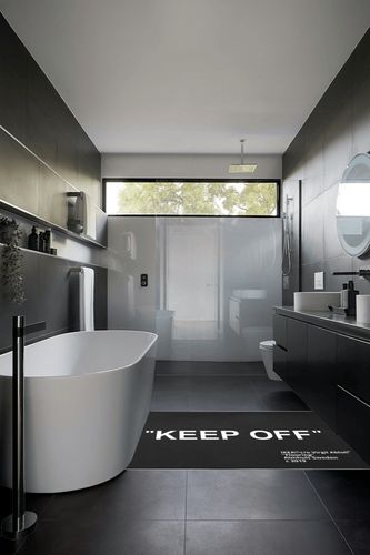 Keep Off Rugs Black Modern 3D Printed Large Area Rug Christmas for Bedroom Livingroom Playroom Diningroom Home Decor Carpet Non-Slip Mat 4'x 5.2' in Black Modern Bathroom