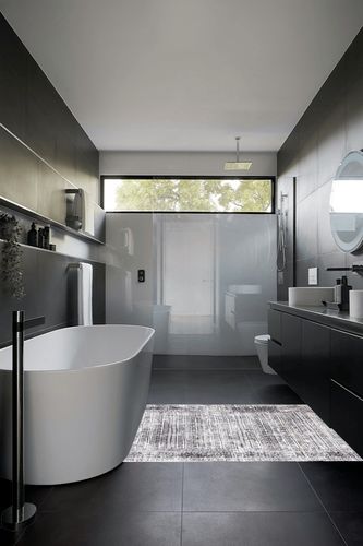 Bloom Rugs 4x6 Rug - Ivory/Charcoal Traditional Geometric Area Rug for Living ... in Black Modern Bathroom