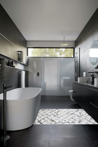 Landgrove Geometric Gray/Ivory Area Rug 17 Stories Rug Size: Rectangle 3'6" x 5'6" in Black Modern Bathroom
