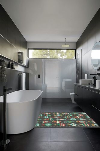 4'x6' | Machine Washable Area Rug | Kid & Pet Friendly | Indoor Rug | Festive ... in Black Modern Bathroom