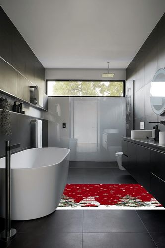 Area Rug, Snowflake Xmas Tree Gnome Christmas Rug, 2x3 Feet Rugs for Living Room Bedroom Kids Room Kids Room Nursery Classroom, Non-Slip Comrft Carpet Washable Rug in Black Modern Bathroom