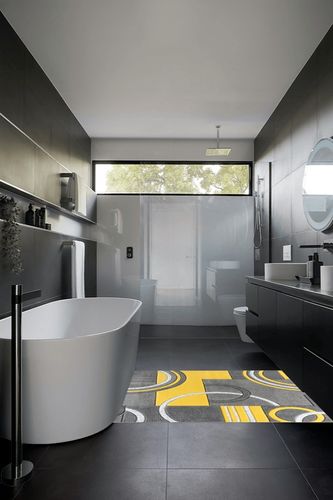 GLORY RUGS Area Rug Modern Soft Hand Carved Contemporary Floor Carpet with Premium Fluffy Texture for Indoor Living Dining Room and Bedroom Area (4x6, Yellow) in Black Modern Bathroom