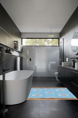 Ambesonne Floral Area Rug, Dandelion Petals Flying Fluffy Soft Flora in Pastel Tones Spring Romantic Design, Flat Woven Accent Rug for Living Room Bedroom Dining Room, 4' X 5' 7", Sky Blue White in Black Modern Bathroom
