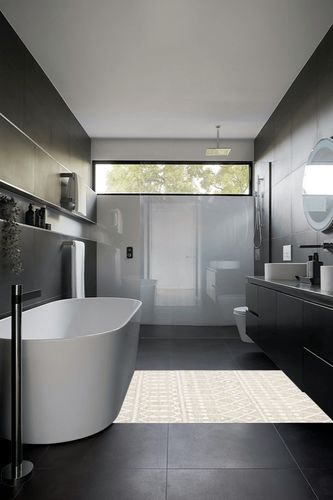 SAFAVIEH Blossom Collection 4' x 6' Beige/Ivory BLM115B Handmade Moroccan Premium Wool Area Rug in Black Modern Bathroom