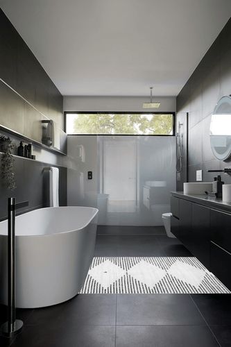 nuLOOM Romina Machine Washable Diamond Stripes Area Rug, 4x6, White in Black Modern Bathroom