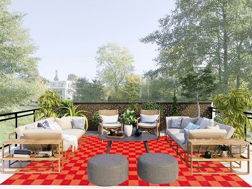 SAFAVIEH Striped Kilim Collection Area Rug - 8' x 10', Red & Rust, Flat Weave Cotton Design, Easy Care, Ideal for High Traffic Areas in Living Room, Bedroom (STK801Q) in Scandinavian Modern Patio