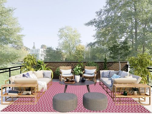 SAFAVIEH Montauk Collection Area Rug - 8' x 10', Red & Ivory, Handmade Chevron Cotton, Ideal for High Traffic Areas in Living Room, Bedroom (MTK812K) in Scandinavian Modern Patio