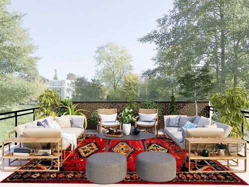 SAFAVIEH Vintage Hamadan Collection Area Rug - 8' x 10', Red & Black, Traditional Oriental Design, Non-Shedding & Easy Care, Ideal for High Traffic Areas in Living Room, Bedroom (VTH251Q) in Scandinavian Modern Patio