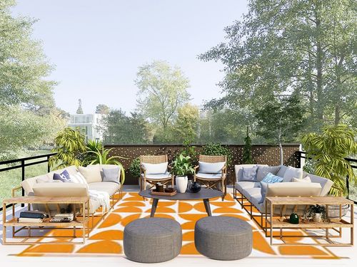 Wonnitar Outdoor Rugs 8x10 Waterproof Plastic Straw Rug, Large Outdoor Camping Rug for RV, Reversible Portable Outside Lightweight Area Rug for Backyard Balcony Beach Picnic (Orange,8'x10') in Scandinavian Modern Patio