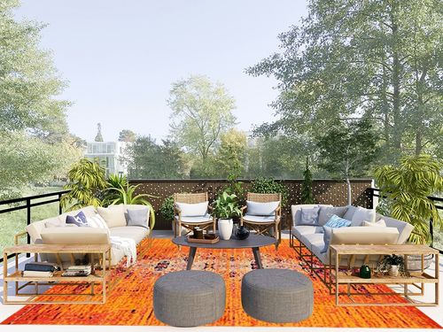 SAFAVIEH Monaco Collection Area Rug - 8' x 10', Orange & Multi, Modern Boho Abstract Distressed Design, Non-Shedding & Easy Care, Ideal for High Traffic Areas in Living Room, Bedroom (MNC209H) in Scandinavian Modern Patio