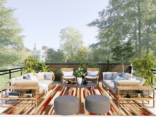 Unique Loom Autumn Collection Area Rug - Wheat (8' x 10' Rectangle, Multi/ Beige) in Scandinavian Modern Patio