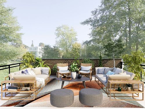 SAFAVIEH Hollywood Collection Area Rug - 8' x 10', Grey & Orange, Mid-Century Modern Design, Non-Shedding & Easy Care, Ideal for High Traffic Areas in Living Room, Bedroom (HLW715P) in Scandinavian Modern Patio