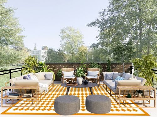 Washable 8x10 Checkered Area Rug for Living Room, Orange Checkerboard Modern Minimalist Large Foldable Rug, Ultra-Thin Low Pile Nonslip Indoor Carpet for Home Office Bedroom Playroom Classroom Dorm in Scandinavian Modern Patio