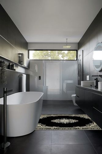 Unique Loom Reza Collection Traditional Persian Style Area Rug, 4 x 6 ft, Black/Beige in Black Modern Bathroom