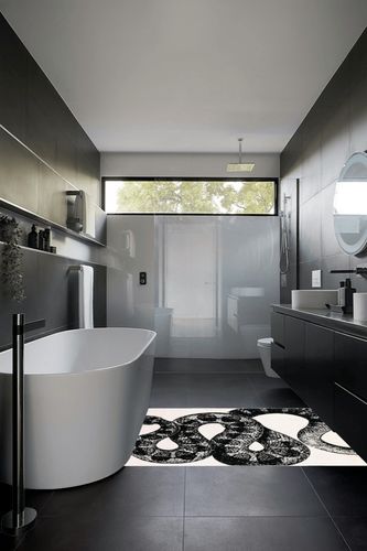 nuLOOM Modern Slithering Serpent Machine Washable Area Rug, 4x6, Black in Black Modern Bathroom