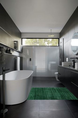 SAFAVIEH Vision Collection Accent Rug - 4' x 6', Dark Green, Modern Ombre Tonal Chic Design, Non-Shedding & Easy Care, Ideal for High Traffic Areas in Entryway, Living Room, Bedroom (VSN606Y) in Black Modern Bathroom