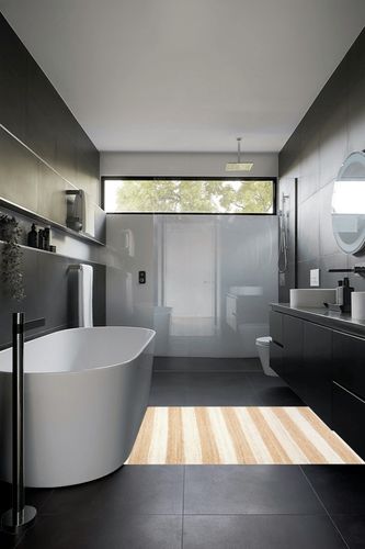 nuLOOM Alisia Flatweave Striped Jute Area Rug, 4x6, Off-white in Black Modern Bathroom