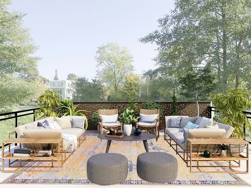 Unique Loom Renaissance Collection Area Rug - Roma (7' 10" x 10' Rectangle, Tuscan Yellow/ Navy Blue) in Scandinavian Modern Patio