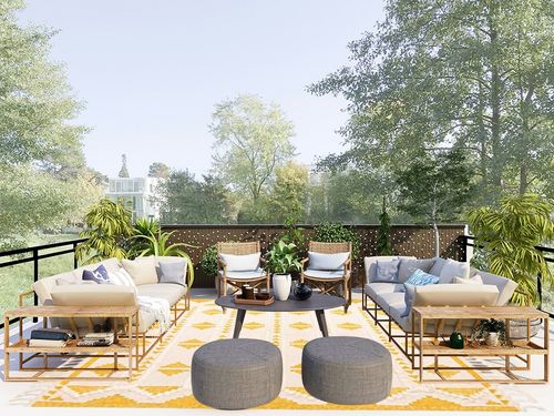 Unique Loom Mesa Collection Area Rug - Maricopa (8' x 10' Rectangle, Yellow and White) in Scandinavian Modern Patio