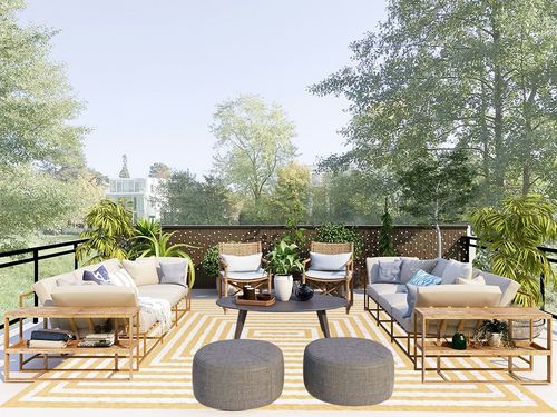 Unique Loom Casa Collection Area Rug - Toluca (8' 3" x 10' Rectangle, Yellow/ Ivory) in Scandinavian Modern Patio