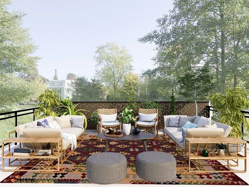 SAFAVIEH Aspen Collection Area Rug - 8' x 10', Red & Yellow, Handmade Boho Tribal Southwestern Wool, Ideal for High Traffic Areas in Living Room, Bedroom (APN404Q) in Scandinavian Modern Patio