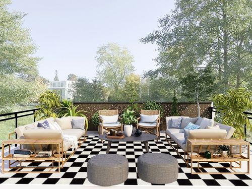 Luxe Weavers Modern Checkered Area Rug Black 8x10 Stain Resistant Carpet for Living Room in Scandinavian Modern Patio