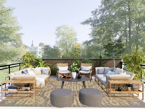 Style Haven Bar Harbour Grey/Gold Floral Indoor/Outdoor Area Rug 7'10" x 10'10" 8' x 10' Accent, Outdoor, Indoor Patio, Dining Room Rectangle in Scandinavian Modern Patio