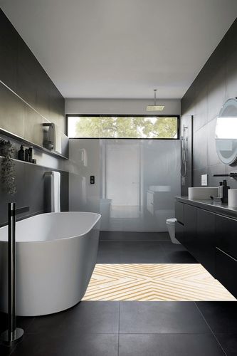 Alfa Rich 4x6 Area Rug, Ultra-Thin Geometric Cream Gold Rug, Non-Slip Machine Washable Rugs in Black Modern Bathroom