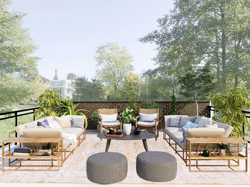 Unique Loom Revival Collection Traditional Medallion Border Yellow/Ivory Area Rug (7' 6 x 10' 6) in Scandinavian Modern Patio