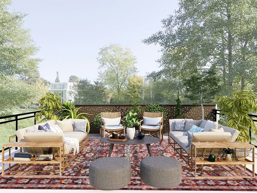 Loloi Rifle Paper Co. Maison Collection MAO-06 Red 8'-4" x 11'-6", .19" Pile Height, Area Rug in Scandinavian Modern Patio