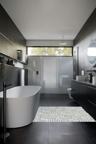 Abani Arto 4'x6' Cream/Beige Area Rug, Cheetah Print Design - Durable Non-Shedding - Easy to Clean in Black Modern Bathroom