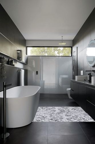 Wonnitar Moroccan Washable Area Rug - 4x6 Large Rug for Living Room Grey Bedroom Throw Mat Non-Slip Soft Distressed Modern Dining Room Indoor Geometric Carpet for Office Entry Bathroom in Black Modern Bathroom