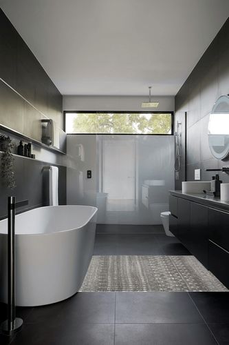 nuLOOM Moroccan Blythe Area Rug, 4x6, Dark Grey in Black Modern Bathroom