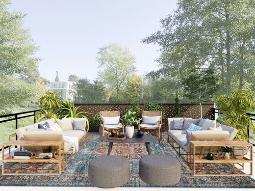 Area Rugs for Living Room: 9x12 Rug for Bedroom Machine Washable with Non Slip Backing Non Shedding, Boho Medallion Floral Large Carpet for Dining Room Nursery Home Office Blue/Red in Scandinavian Modern Patio