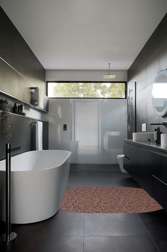 Ambient Rugs Indoor - Outdoor Carpet Custom Size Area Rugs - Rust 4' x 6' Oval in Black Modern Bathroom