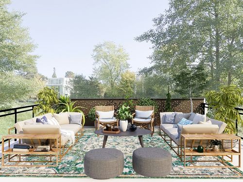 SAFAVIEH Madison Collection Area Rug - 9' x 12', Green & Turquoise, Boho Chic Medallion Distressed Design, Non-Shedding & Easy Care, Ideal for High Traffic Areas in Living Room, Bedroom (MAD447Y) in Scandinavian Modern Patio