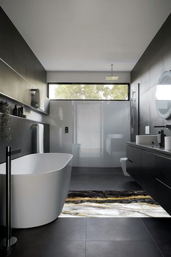 Modern Contemporary Abstract Black Grey Gold Marble Pattern Area Rug for Livingroom Bedroom Diningroom No-Slip Art Decor Office Kitchen Hallway Floor Carpet 4x6 in Black Modern Bathroom