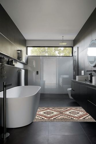 nuLOOM Leighton Machine Washable Southwestern Medallion Area Rug, 4x6, Beige in Black Modern Bathroom